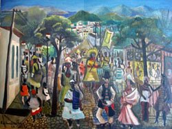 Painting of 1952 by Di Cavalcanti with a Street Carnival scene. Castro Maia collection on display at Museu da Chacara do Ceu, Santa Teresa. Photo by Silviano for www.ipanema.com. All rights reserved. Todos os direitos reservados.
